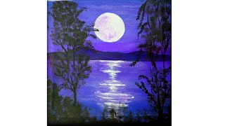 Night Scenery Painting II Moonlight Painting II Acrylic Painting