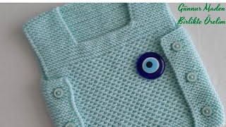 Yenidoğan Yandan Düğmeli Bebek Yeleği 1 Yumak 1 Yelek