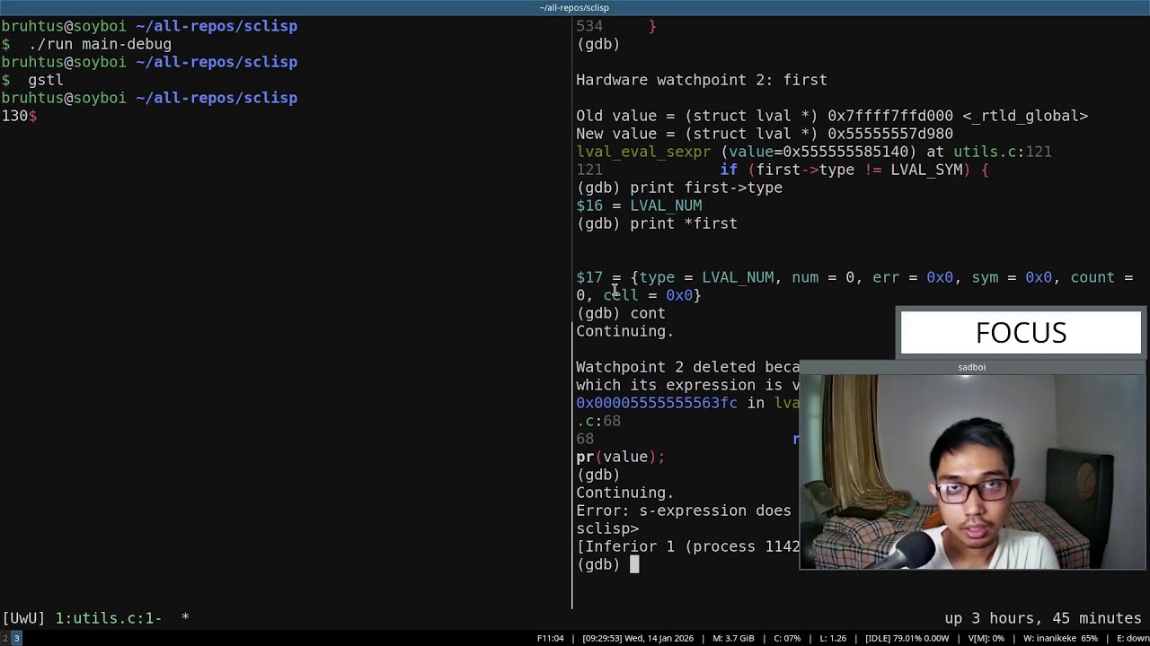 Study with me: learn C programming language by building our own lisp (Part 117)