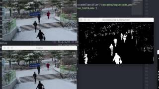 test cascade classifier | HOG descriptor/person detector | background subtractor MOG