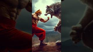 fight between cat and wolf in the forest.#cats #catlover #cat #catvideos #shorts #funny  #viral #fyp