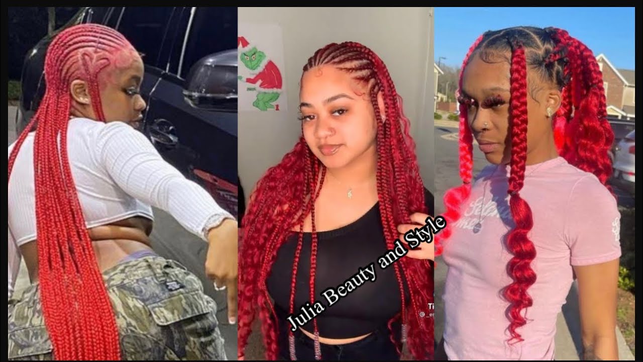 🦋🦋💜Gorgeous Red Braids Knotless for Black Girls 