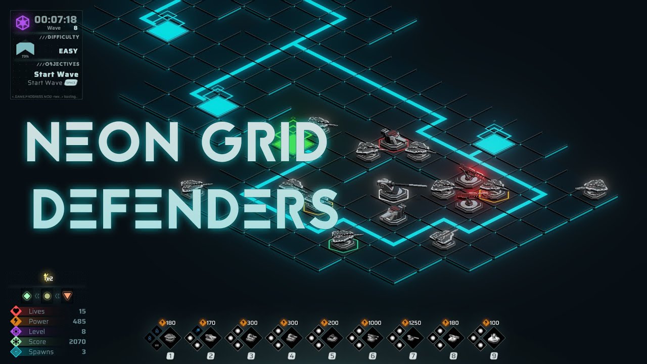 Neon Grid Defenders Demo Teaser - YouTube