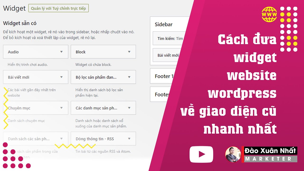 widget wordpress  Update  Cách đưa widget website wordpress về giao diện cũ nhanh nhất