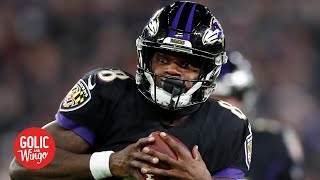 Lamar Jackson breaks Michael Vick's record for most rushing yards by a QB | Golic and Wingo