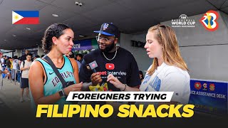 Foreigners trying Filipino snacks for the first time ( Fiba World Cup Interview )
