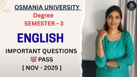 Engels || Diploma || Semester 3 || Belangrijke vragen || Osmania University ‎@Shivanipallela
