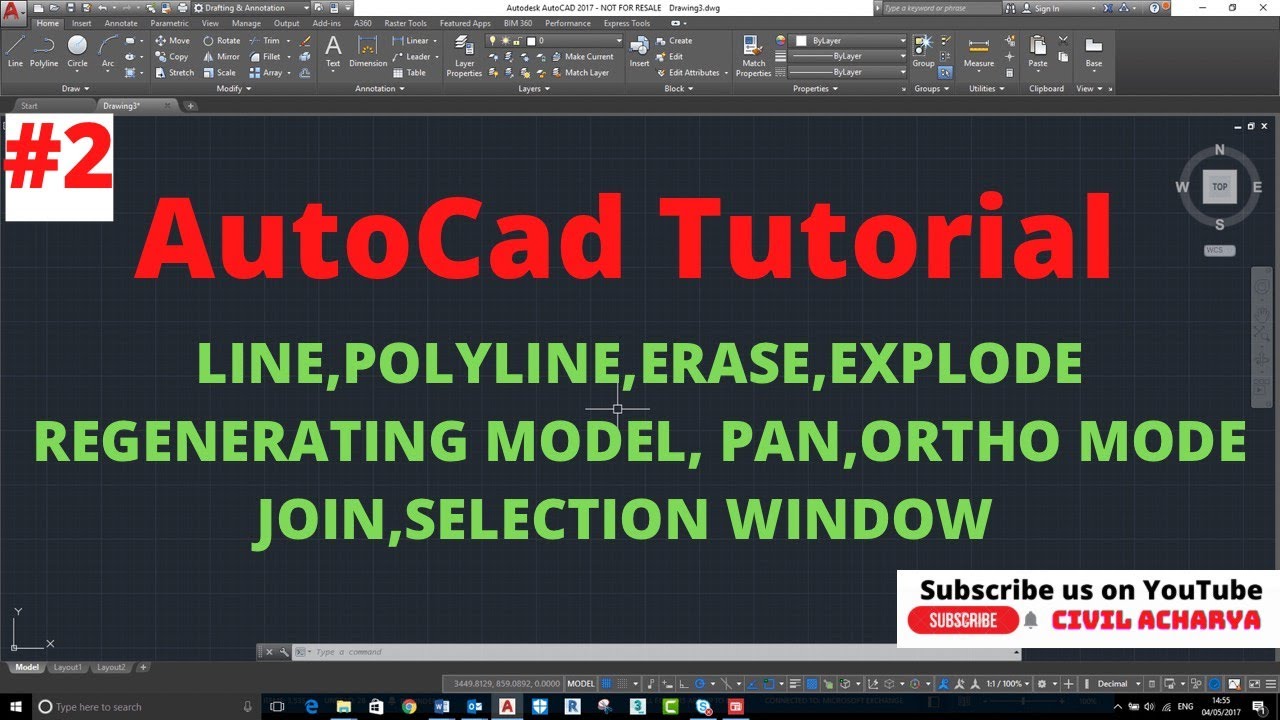 2 AutoCad Line, Polyline, Erase, Explode, Join, Selection window