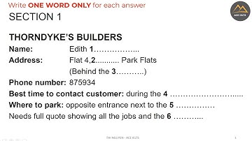 IELTS Listening - Cam 10 test 4 Section 01 - Thorndyke