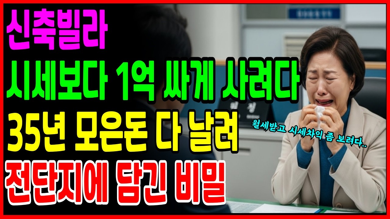 [노후 자금 사연] 신축빌라 시세보다 1억 싸게 판다는 전단지 광고 보고, 월세 시세차익으로 노후자금 벌려다 3억 날려 68세 여성의 눈물 | 오디오북 | 노후지혜 | 조언 |