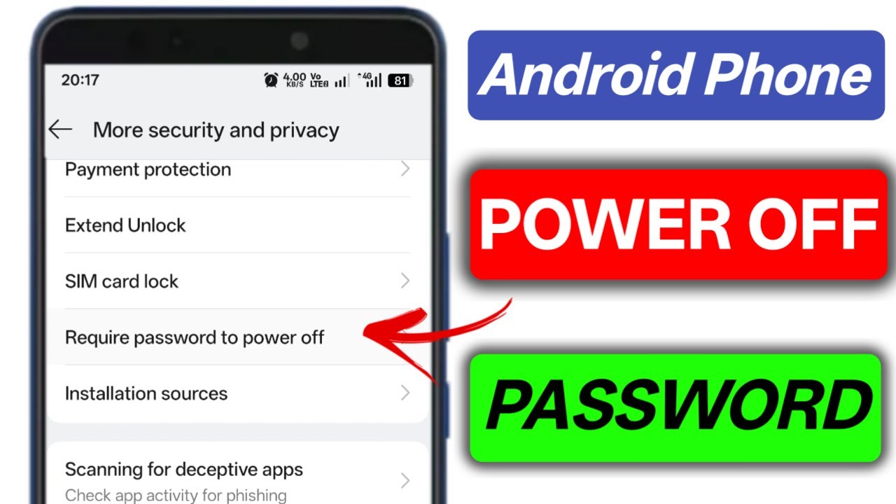 How to Turn ON Power Off Password on Android Phone | Phone ower Off Without Password Settings