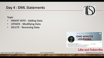 Day 4: SQL DML Statements | Hands on with INSERT UPDATE DELETE | SQL Fundamental | #learnwithdsa