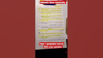 Nalanda Open university patna Ma/Msc geography part1 paper 1 geographical thought exam 2022 question