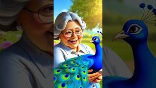 "The soft gaze of peacock "-This title beautifully captures the peacock graze its gentle affection
