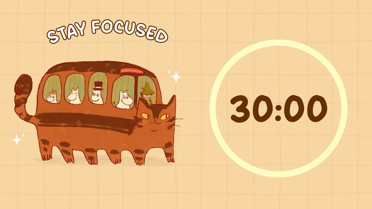 🚌 Study with Me | Totoro and Moomin  | 30/5 Timer | Chill Lo-fi 🎶 | 4 Hour Focus Session