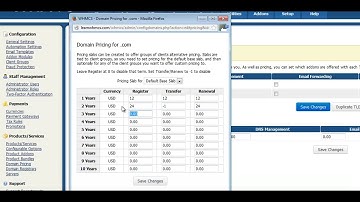 WHMCS Configure Domain Pricing