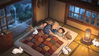 Rainy Storm Nap ⛈️ Sleeping With Grandma, Cozy Futon, Heater & Adorable Bunnies | Ghibli-Style ASMR screenshot 5