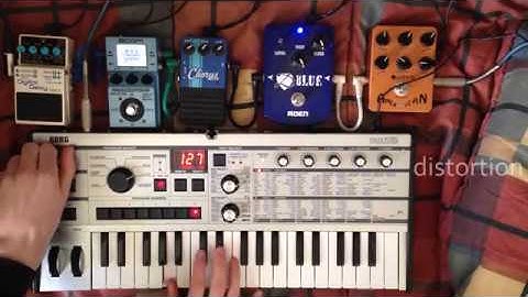 KORG MicroKorg with guitar pedals - ambient jam (reverb, chorus, delay, distortion)