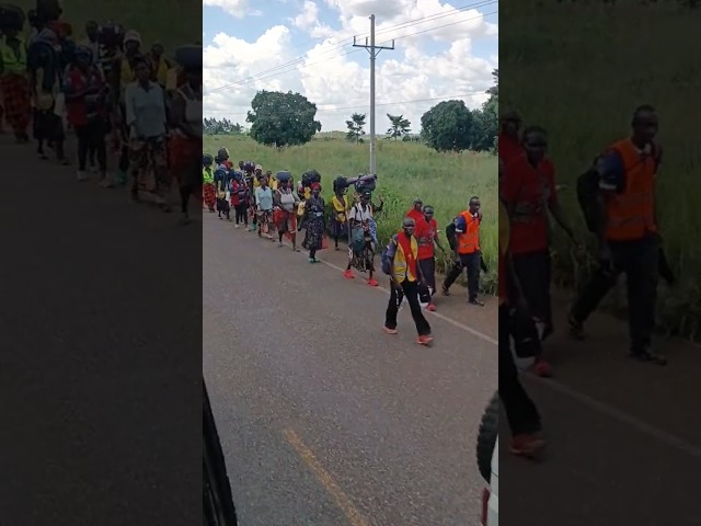 Foot Pilgrims on their journey to Uganda Martyrs Shrine Namugongo class=
