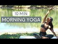 10 min morning yoga flow  stretch routine to wake up  feel good