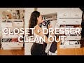 CLOSET + DRESSER CLEAN OUT | Cleaning out my closet and dresser, declutter with me