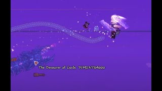 Terraria calamity devourer of gods fight (melee)