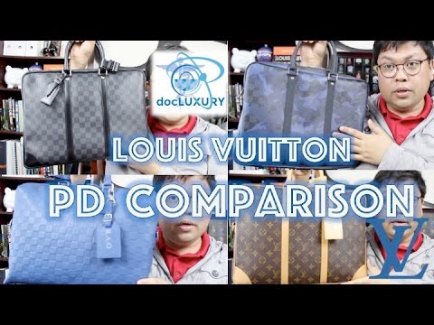 Authenticated Louis Vuitton Damier Graphite Porte Documents Voyage PM Black