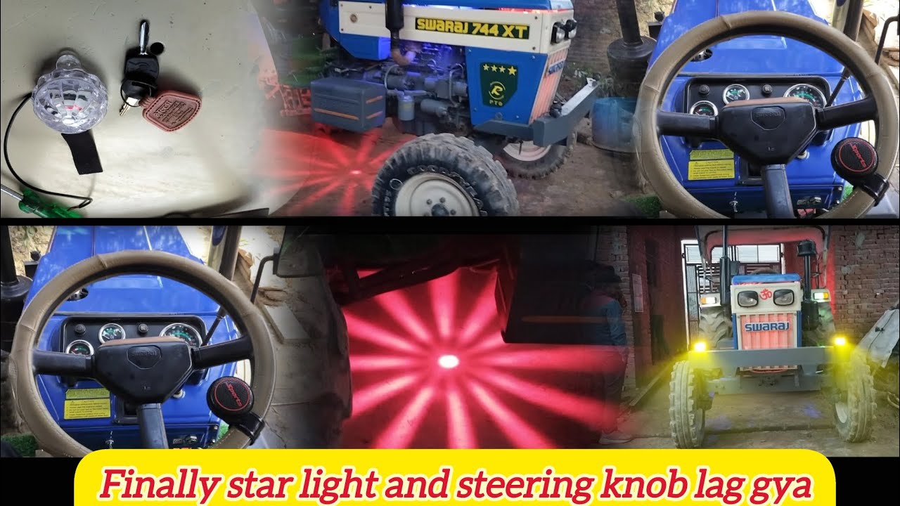 Finally tractor me star light 🚨 or steering knob lag di🚜🦅