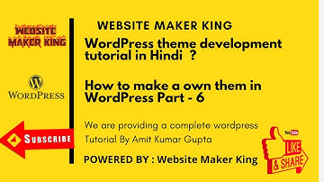 WordPress theme development tutorial in Hindi | How to make a own them in WordPress Part - 6