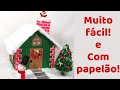 Como fazer casa de Natal (DIY casinha de Natal com papelão) | Pricity