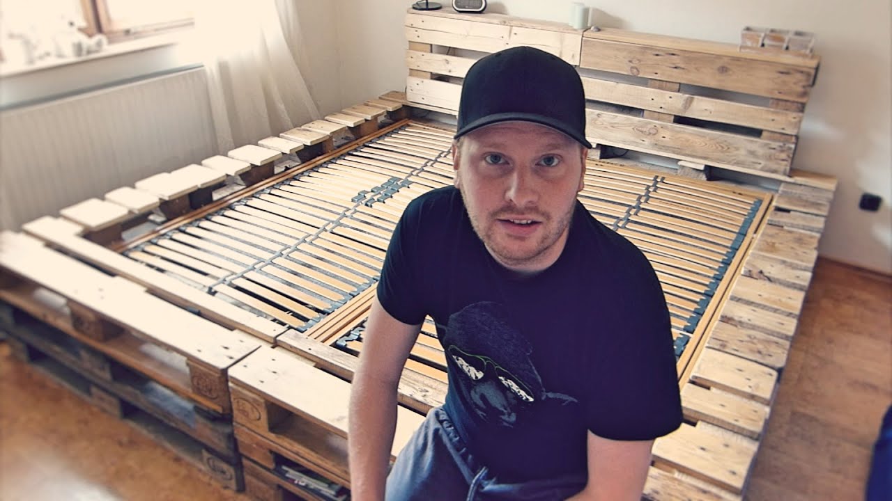 Doppelbett selber bauen (aus europaletten) youtube