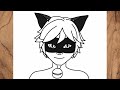 How to draw cat noir step by step