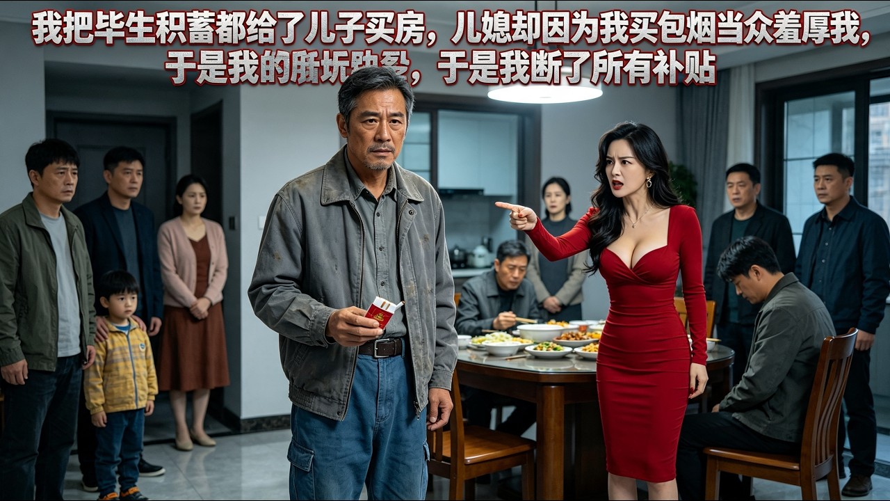 我把畢生積蓄都給了兒子買房,但媳婦卻因為我買包煙當眾羞辱我,於是我斷了所有補助。
