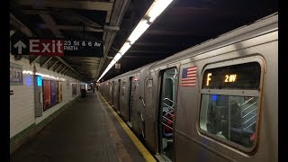 IND 6th Ave Line: Downtown R46, R68 & R160 (D) (F) Trains + Nostalgia R1/9 Train @ 23rd Street