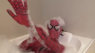 Pink Spidergirl Vs Venom Bubble Bath Time Fun In Real Life Ft Joker