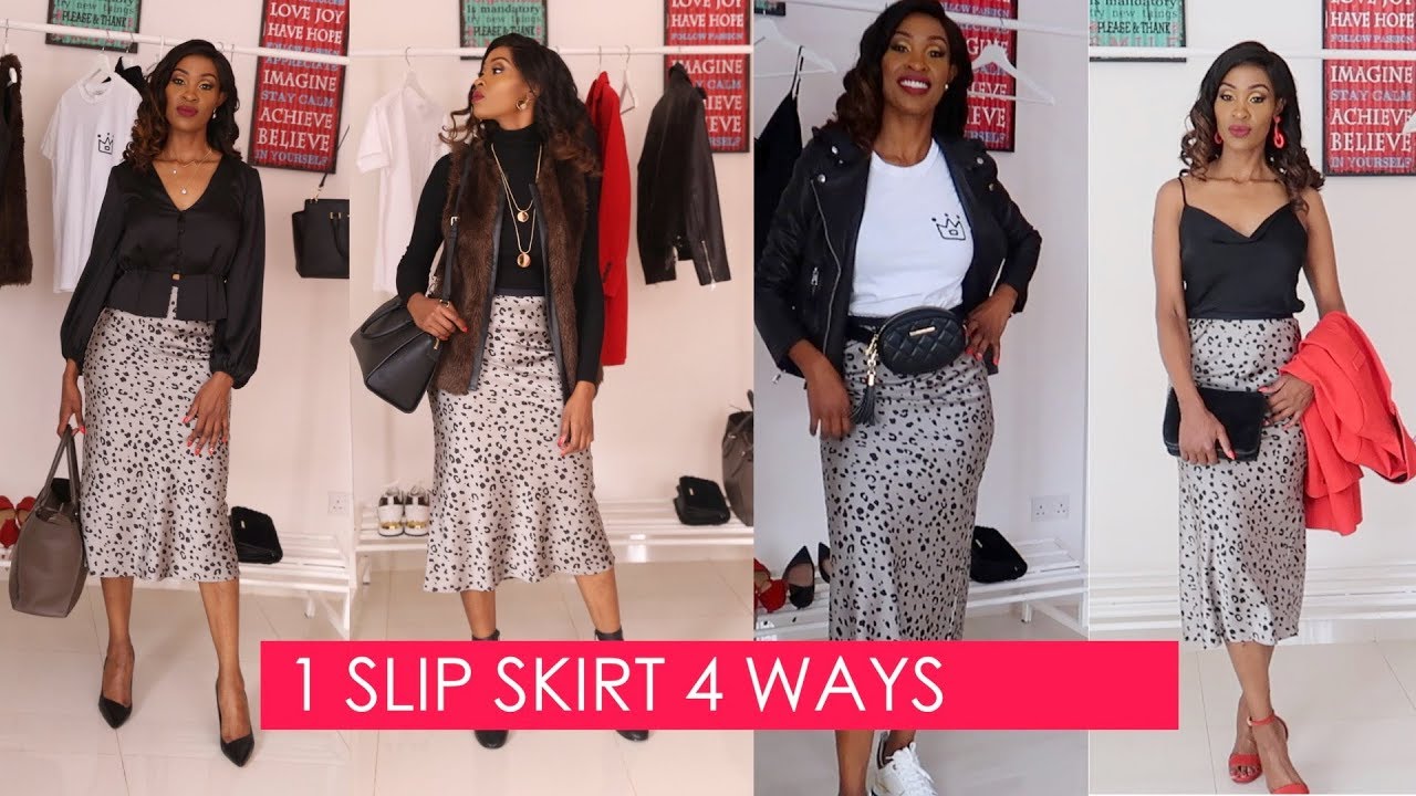 SLIP SKIRT STYLED IN 4 WAYS - YouTube