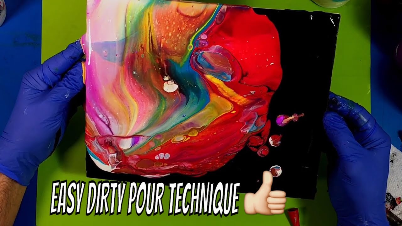 Acrylic Fluid Tutorials - DE98 - Dirty Pour Technique - YouTube