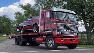 Trucks Leaving the Buckeye Vintage haulers Truck Show