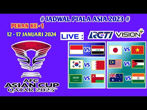 Jadwal Piala Asia 2023 Pekan ke 1 | Indonesia vs Irak | Jepang vs Vietnam | Live Rcti