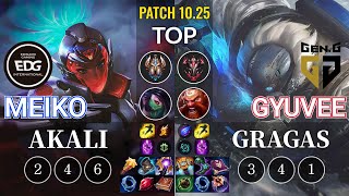 EDG Meiko Akali vs GEN gyuvee Gragas Top - KR Patch 10.25