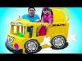 Wheels on the Bus | Emma Pretend Play Ride on Kids Bus Toy to Nursery Rhymes Song