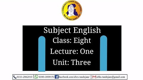 3rd Unit 1st Lecture Class 8 English-AFAQ