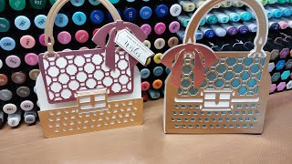 HSN Anna Griffin luxury stitched purse dies, let's make a box and trifold card!