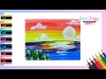 Cómo dibujar un PAISAJE DE PLAYA - Paso a paso