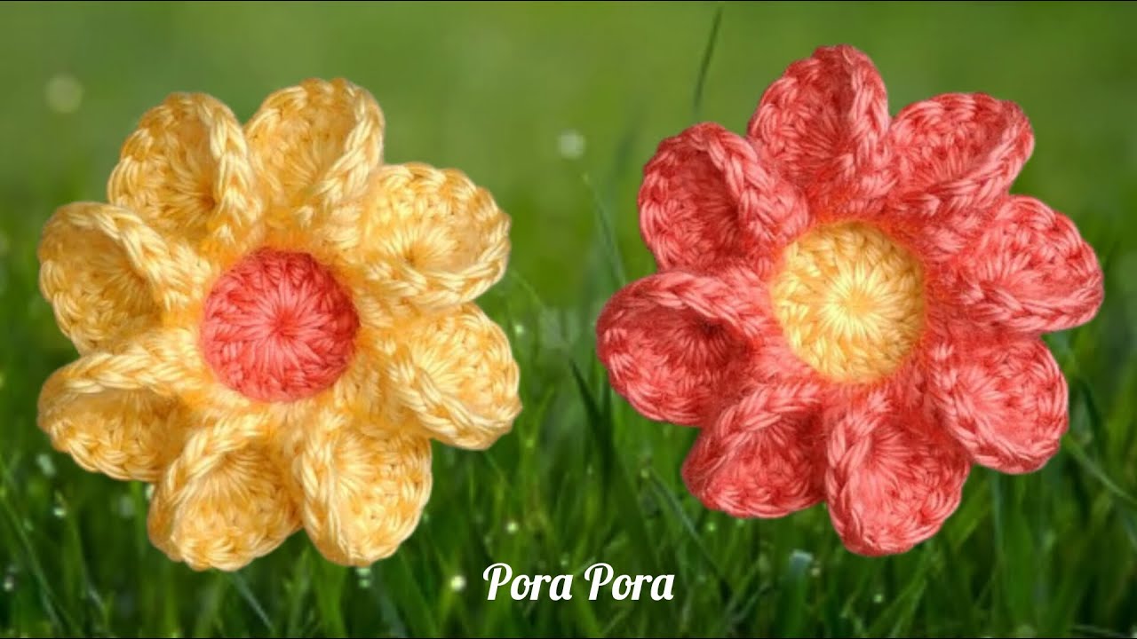 Crochet Autumn Flower I Crochet 3D Flower I Crochet Fall Decor