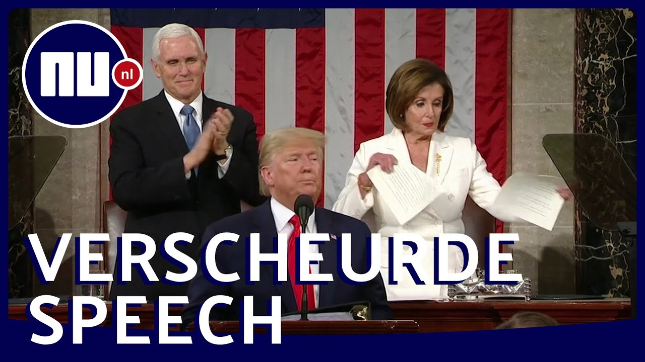 Democratische leider Nancy Pelosi verscheurt speech van Trump | NU.nl