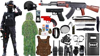 Special Police weapon toy set unboxing, AK47 automatic rifle, gun toy gun, police toy set, revolver,