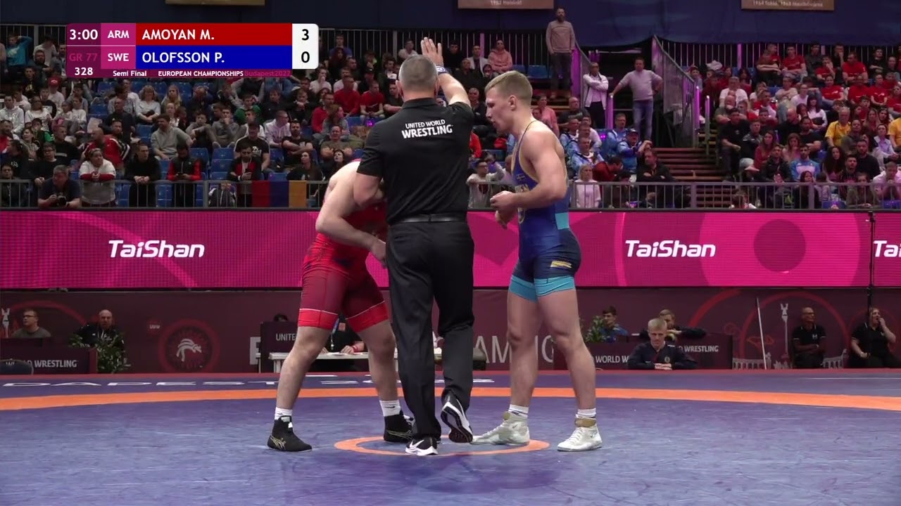 1/2 GR - 77 kg: M. AMOYAN (ARM) v. P. OLOFSSON (SWE)