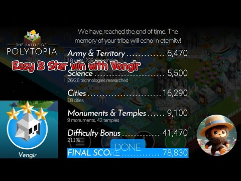 The Battle of Polytopia - Perfection Easy 3 star using Vengir in Apple Arcade