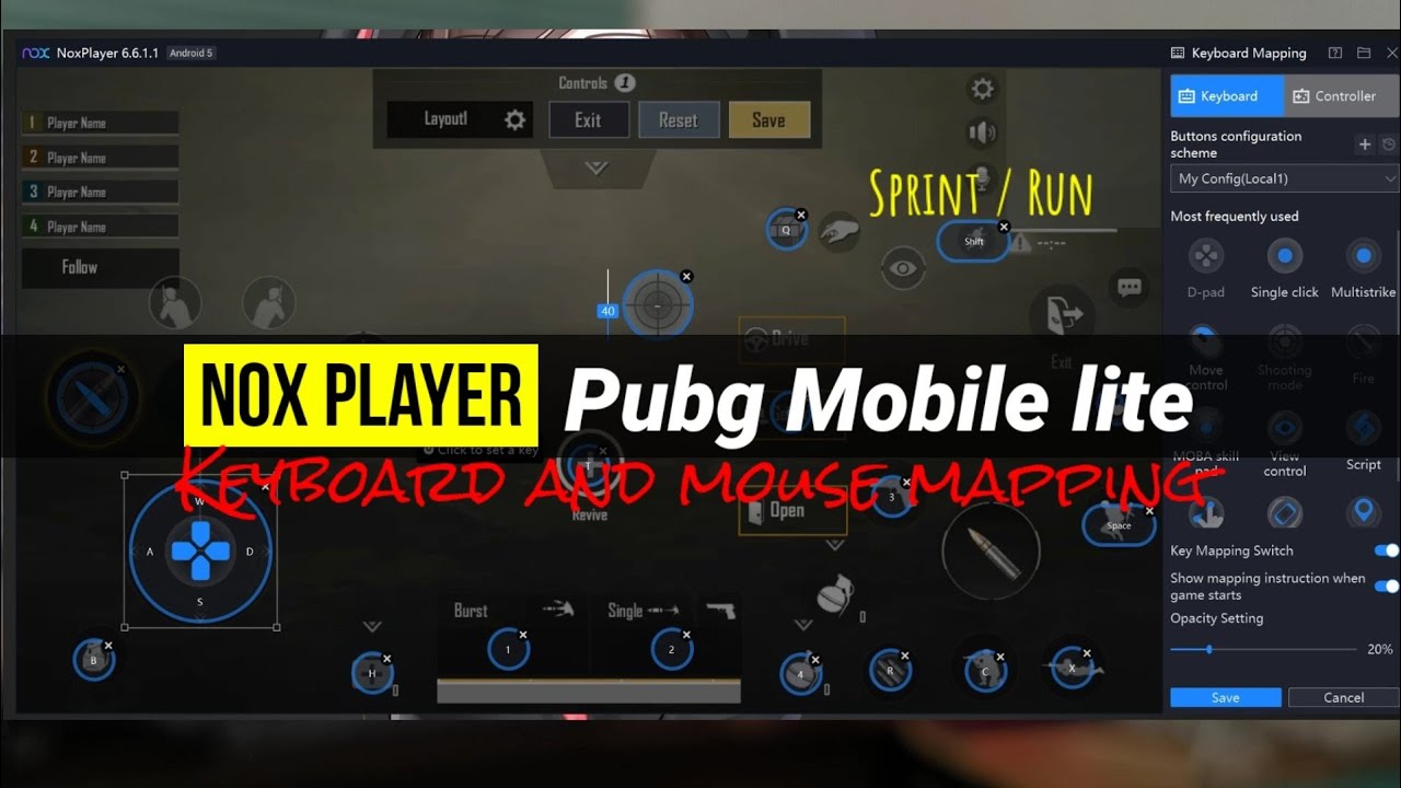 Nox Player Pubg Lite Keyboard Mouse And Sprint Mapping How To Map Pubg Lite On Keyboard And Mouse Youtube